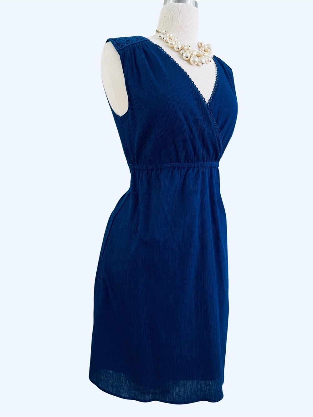 NWOT-MERONA-Navy Blue Sleeveless V-Neck Midi Dress